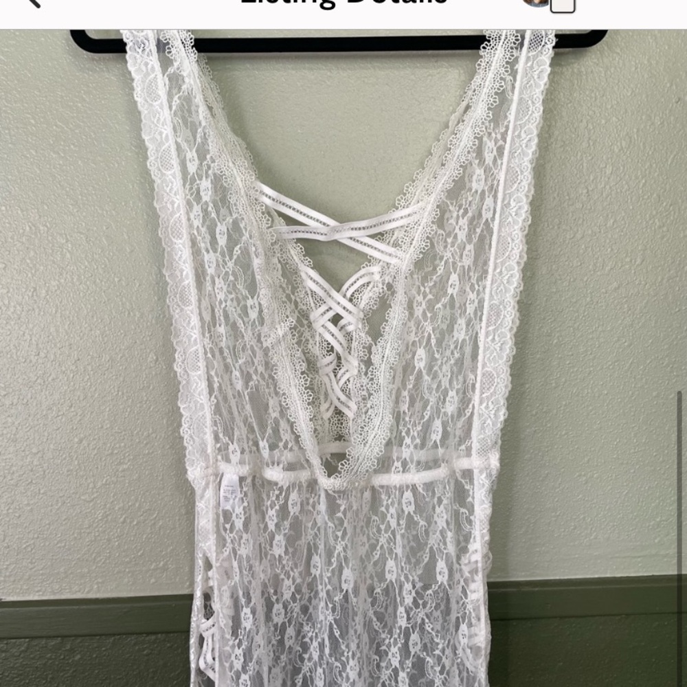 Fredericks of Hollywood Lace White Sheer Gown XL